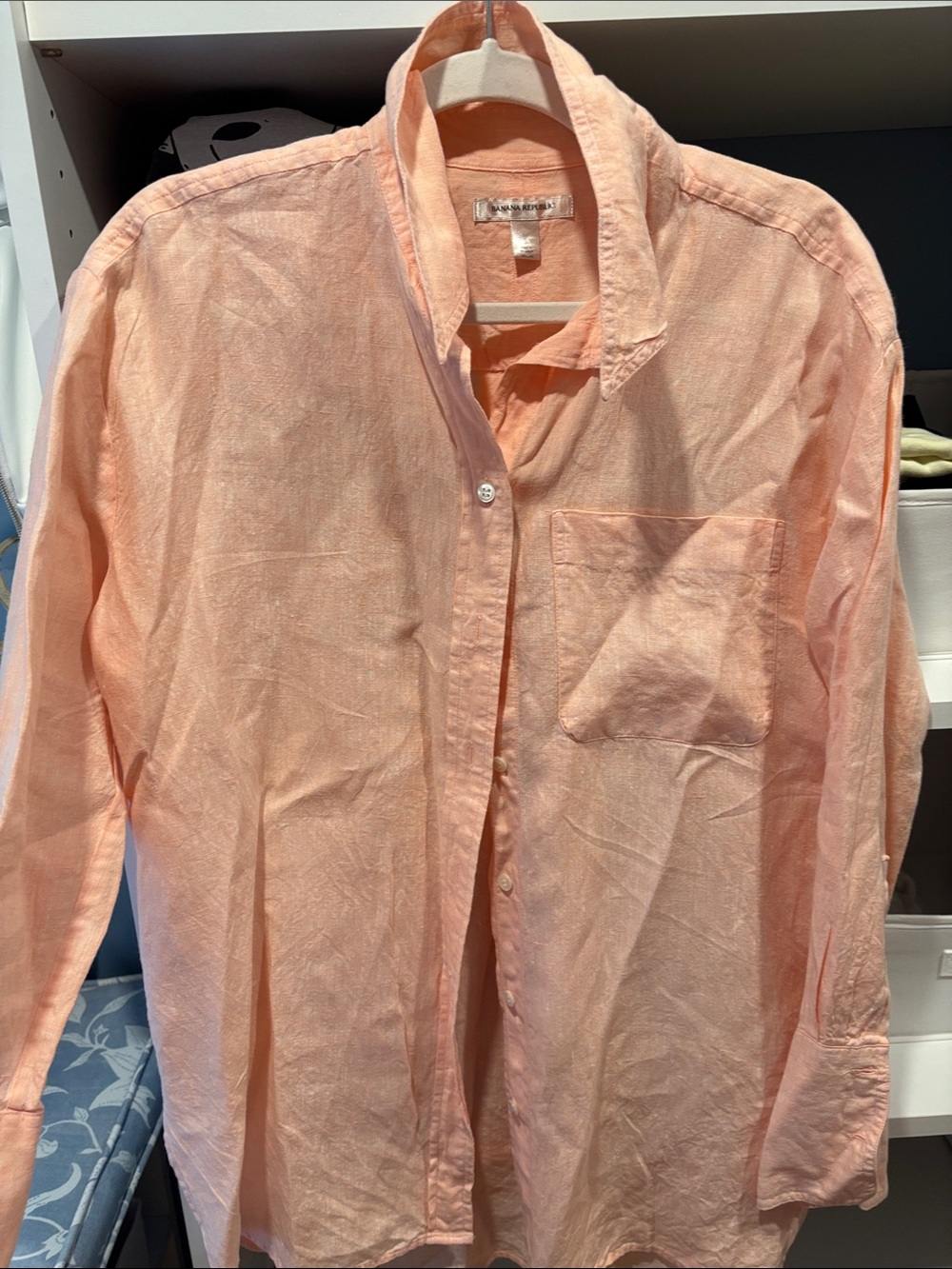 Women’s banana republic, oversized Linen Button-Down Shirt in Peach S